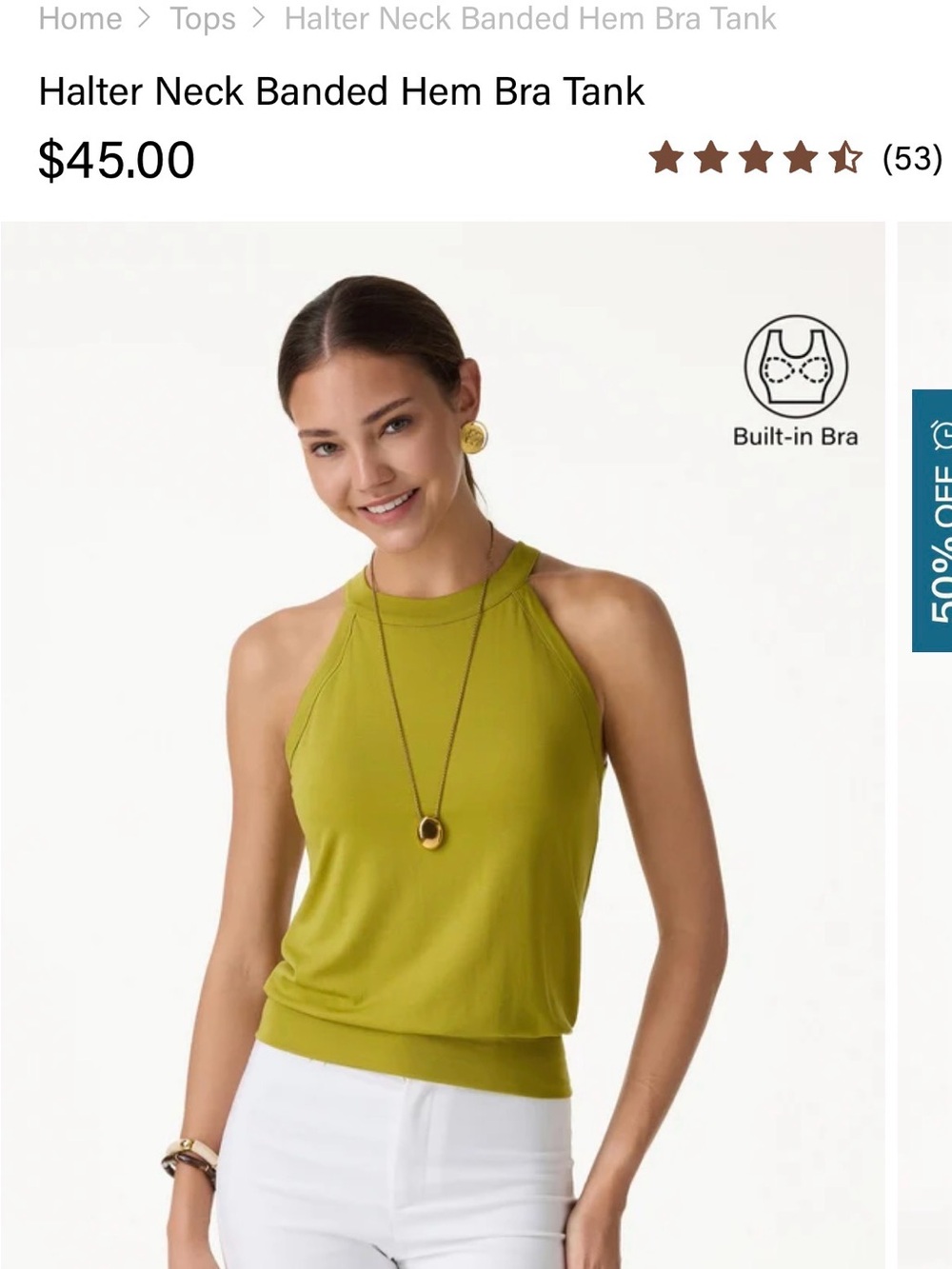 OGL Olive Halter Neck Camisole with Banded Hem